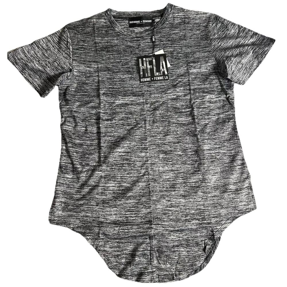 Homme Femme HFLA Large Shirt Triple‎ Layer Cross Gray Short Sleeve